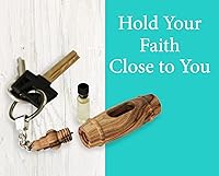 Vista 5 de Llavero cristiano con incienso y mirra, aceite de unción de Israel, regalos de madera de olivo, perfecto para orar, curación y meditación, aceite