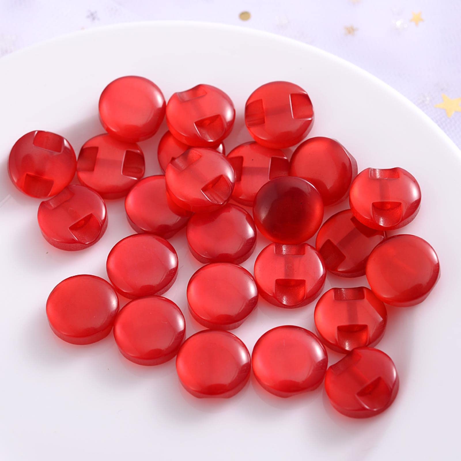 50 szt. 8 mm przezroczyste, jednokolorowe guziki żywiczne, urocze kolorowe do szycia, scrapbooking, akcesoria odzieżowe DIY(Red Wine)