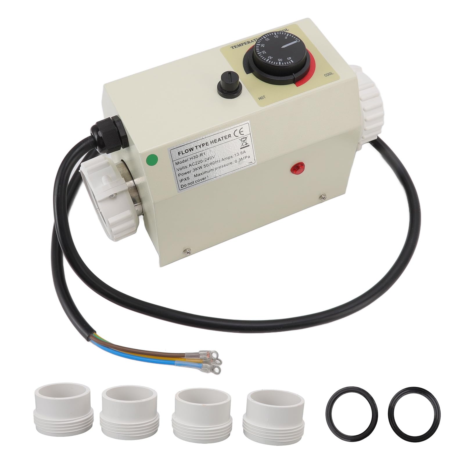 Scaldabagno Elettrico 3KW per Vasca e Piscina, Termostato Touch Screen, Funzione Temperatura Costante, Acciaio Inossidabile, per Vasche Idromassaggio e SPA