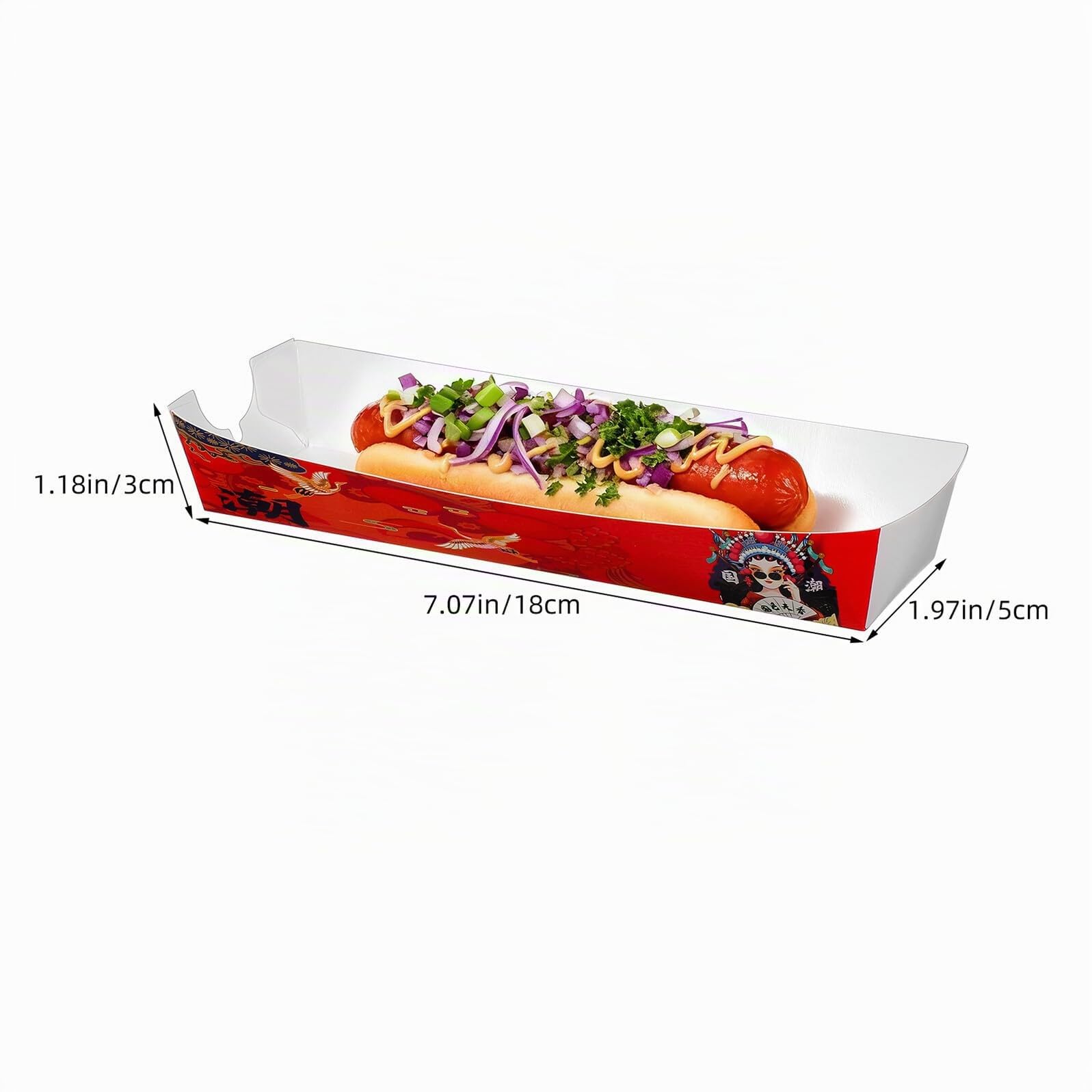 Garneck Lot de 100 Boîtes en Carton pour Hot-dogs Robustes et Faciles à Utiliser, Support en Papier pour Snacks Frits Lors de Fêtes et Barbecues en Plein Air