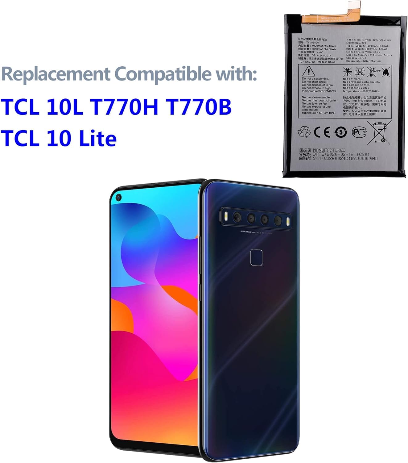 BATTERIA COMPATIBILE CON XIAOMI BN4A REDMI NOTE 7/7 PRO 4000MAH ALTA CAPACITÀ CON KIT CACCIAVITI