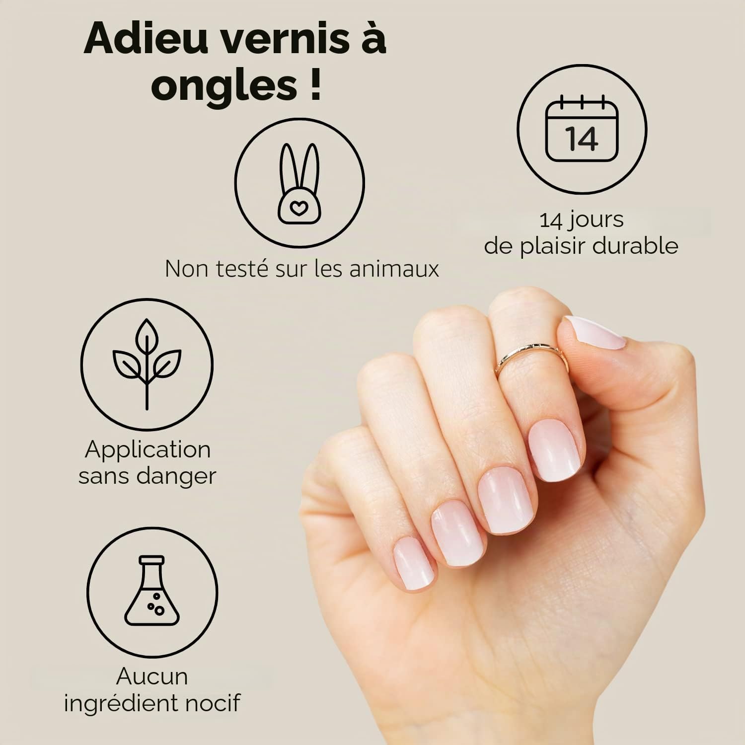 Miss Sophie 's Starter set de films auto-adhésifs pour ongles, autocollants pour ongles en rose baby-boomer et baby-boomer nu, longue tenue, application facile et rapide