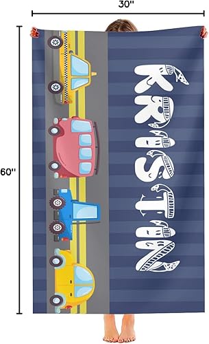 Miniatura 7 de Q&K Toallas de playa personalizadas para niños, toalla de playa grande con nombre, toallas de playa de microfibra para adultos, manta de playa de