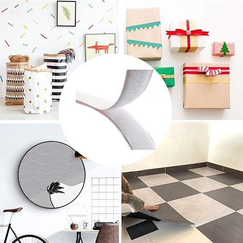 Miniatura 2 de BRAVESHINE Tiras de gancho y bucle con adhesivo de doble cara  12 juegos de cinta adhesiva pesada para decoración de pared, manualidades, colgar