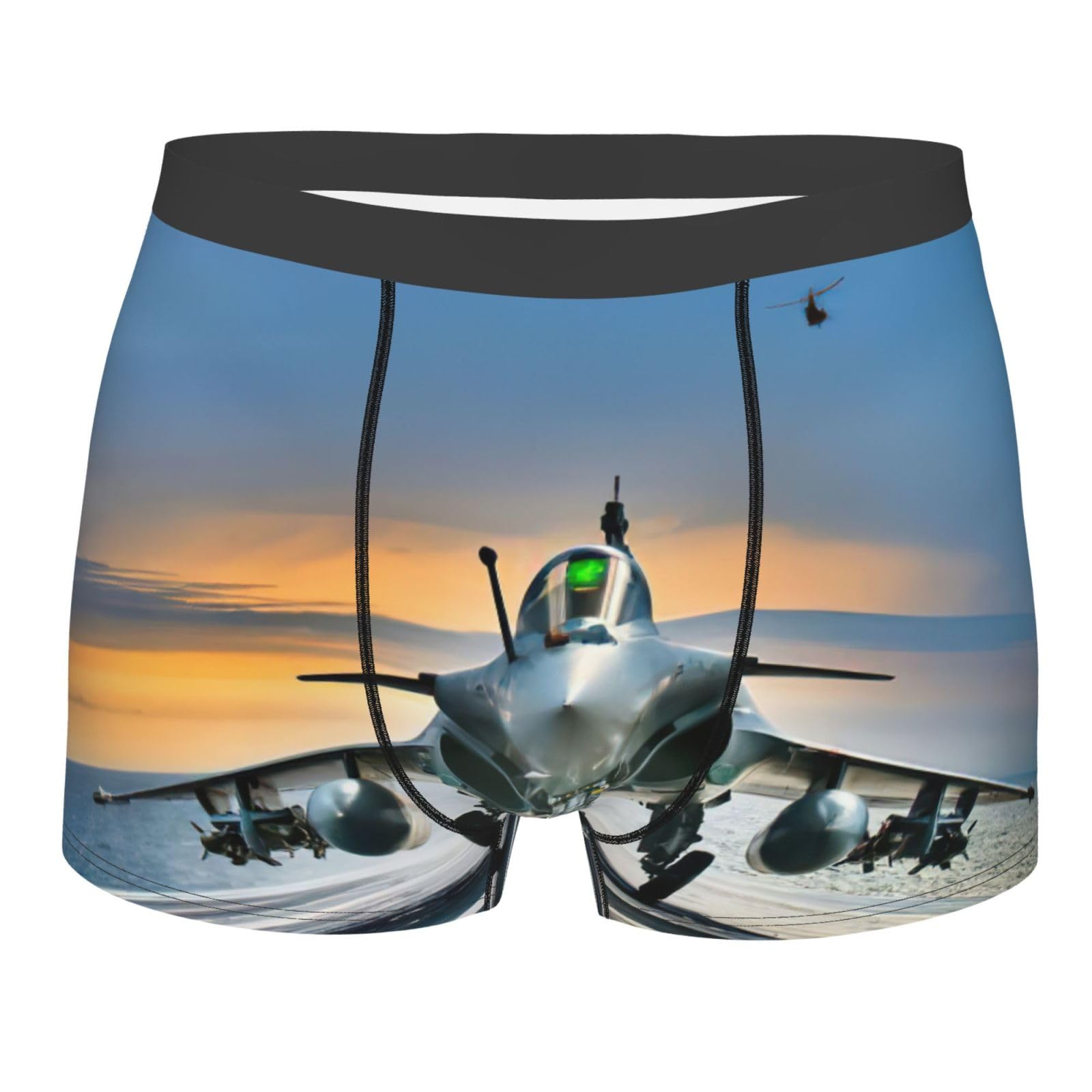 Yagdaa Men's Black Airplane Print Underwear Boxer Briefs,Breathable Stretch Underwear With Comfortflexible Waistband