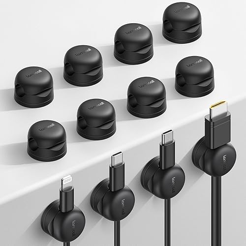 Miniatura 9 de Paquete de 6 Organizadores de Cables Giratorios, Clips de Cable de Resorte - Lamicall [Bloqueo de 1s] Soporte de Cables, Gestión de Cables de