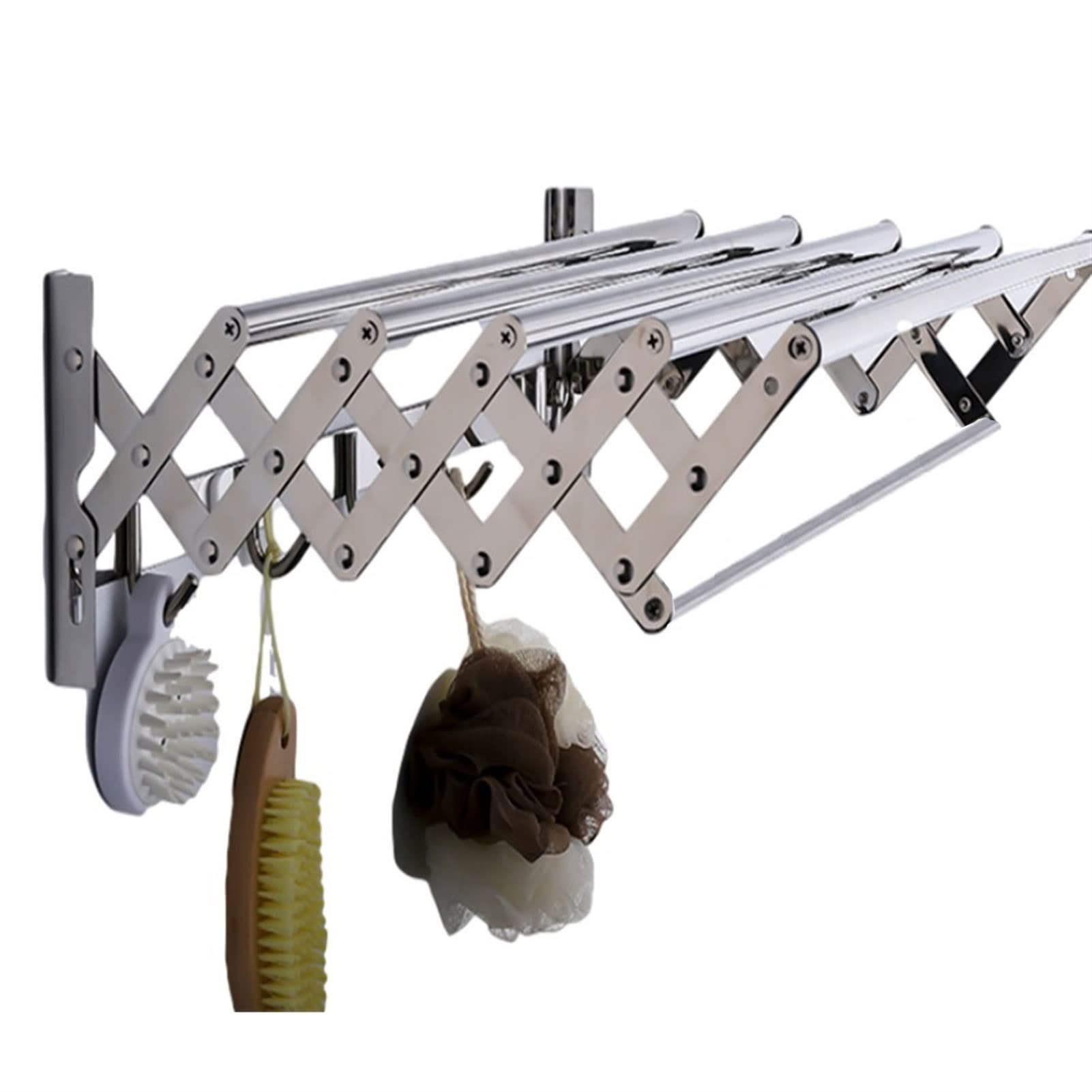 Este tendedero retráctil con Barra para Toallas es Plegable y se Monta en la Pared. Es Ideal para baños y Balcones.
