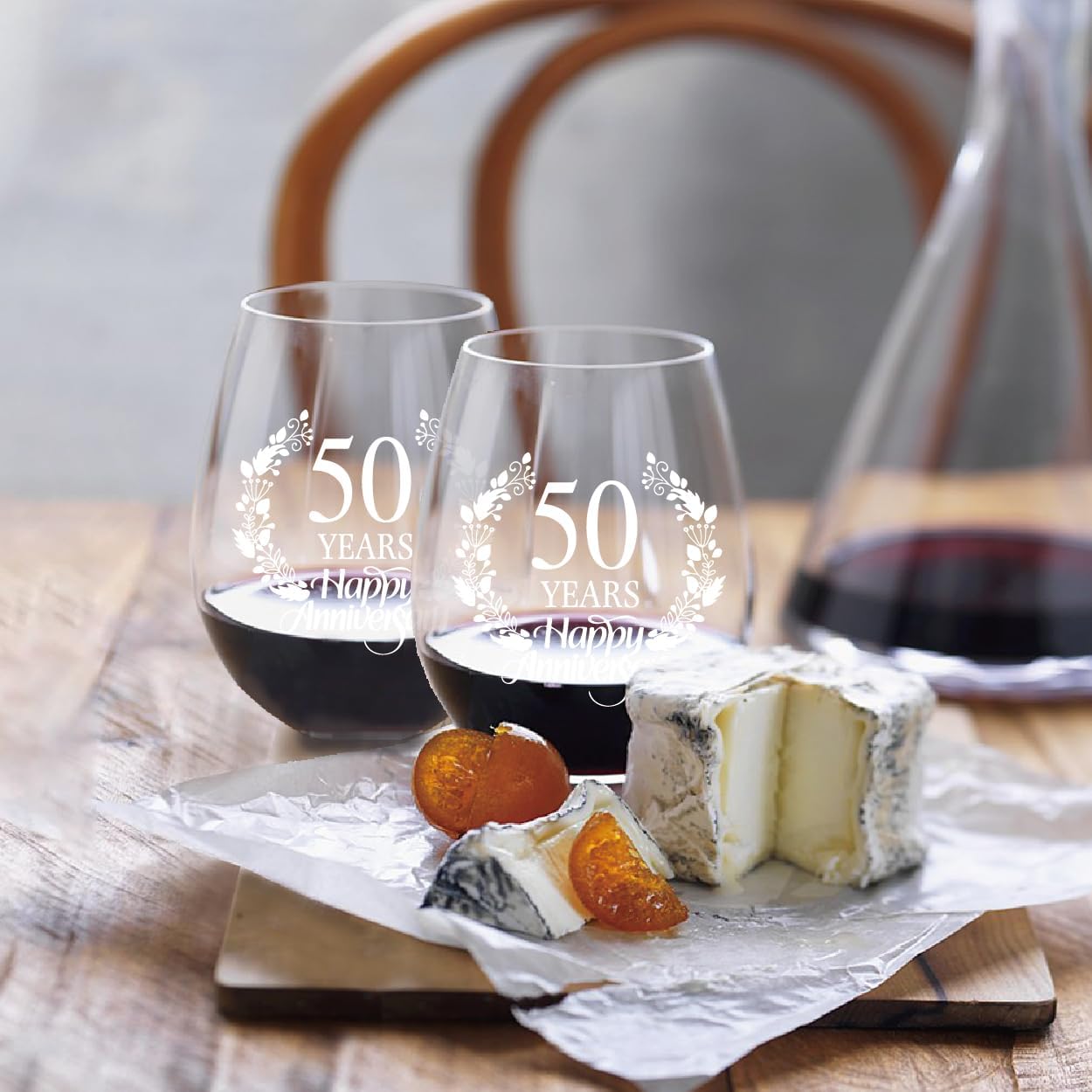 Perfectinsoy 50 Years Happy Anniversary Wine Glass Set of 2, 50th Anniversary Wedding Gift For Mom, Dad, Wife, Soulmate, Couple, Funny Vintage Unique Personalized, 50 Years Gifts, Wedding Gifts - Image 3