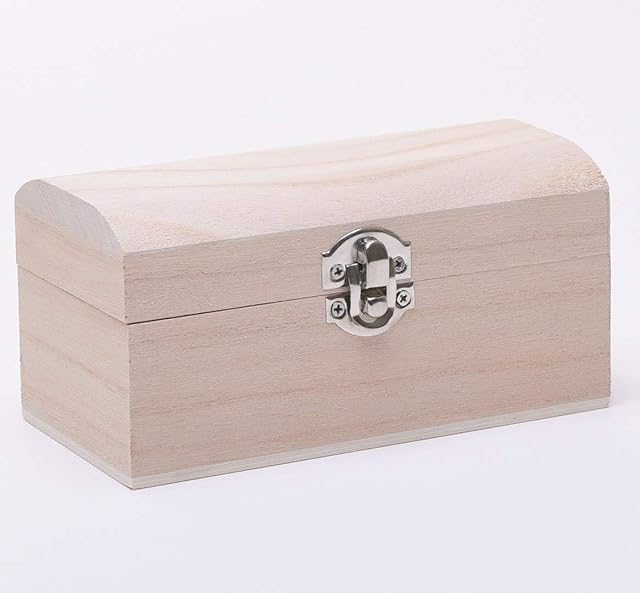 15cm Small Wooden Pirate Treasure Chest with Silver Latch - Storage, Keepsake, Gift Box - WBM1611