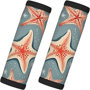 Luggage Handle Wraps Sea Starfish Seashel Pattern Luggage Identifiers Soft Neoprene Luggage Handle Wraps For Suitcase Trolley Handle Grip Cover 2 Pack Luggage Tags