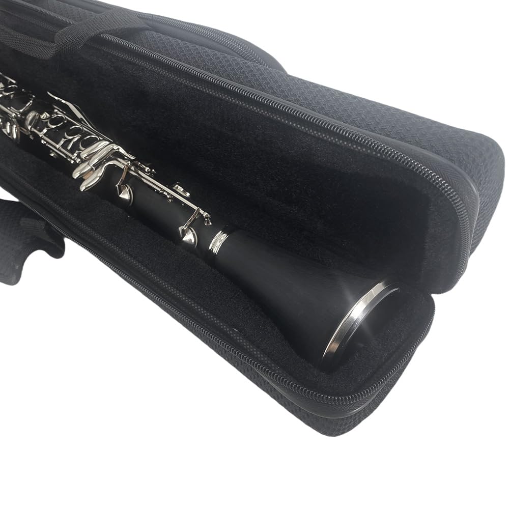 Borsa per clarinetto in Sib in nylon nero con custodia per accessori, leggera e resistente, con manico e tracolla, custodia protettiva per musicisti