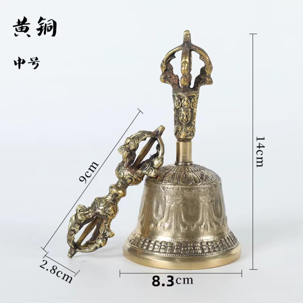2 campanas de latón que tocan campanas de Dharma, instrumento étnico, Nepal, campanas de cobre