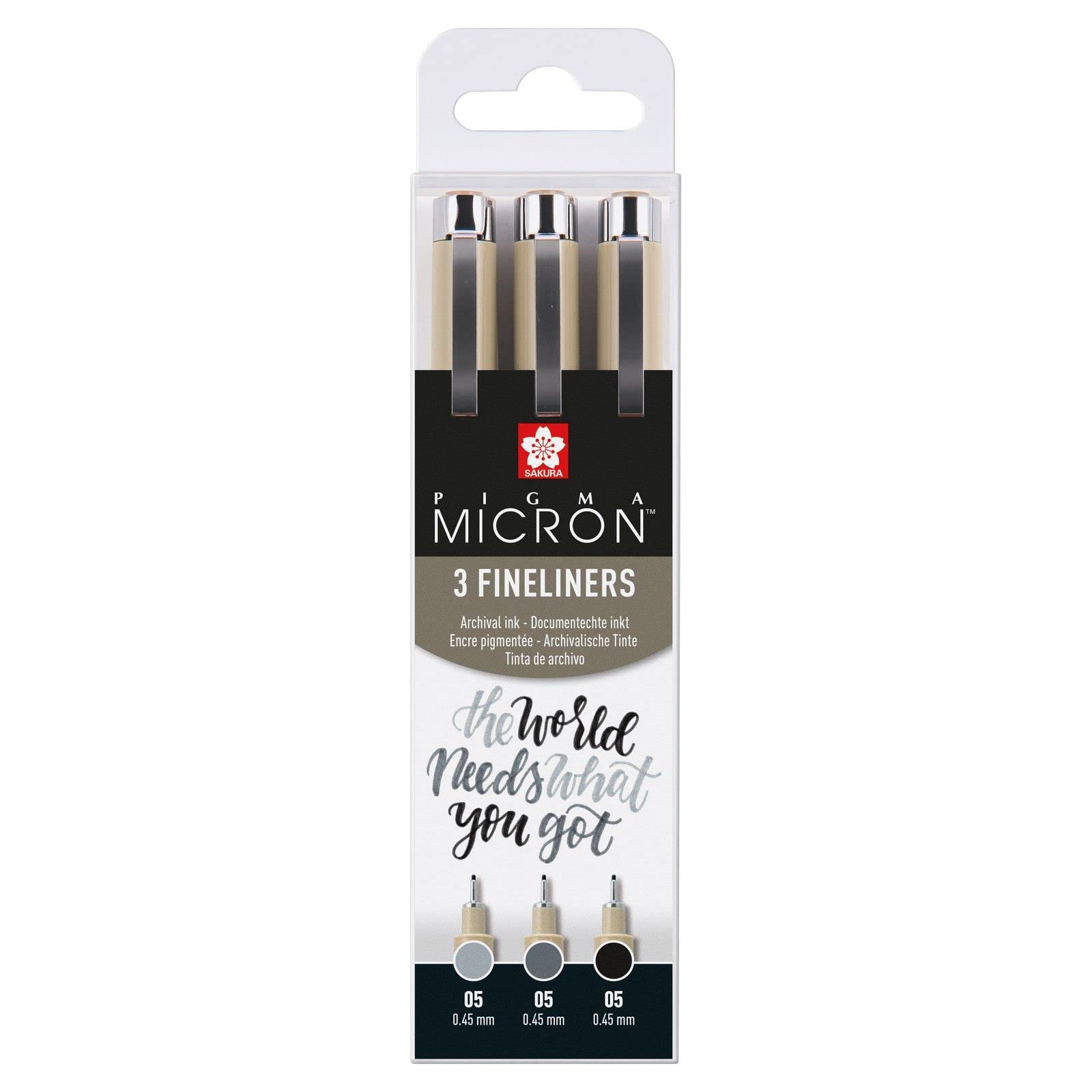 SAKURA Pigma Micron 05 fineliner Set Black & Gray 3pcs