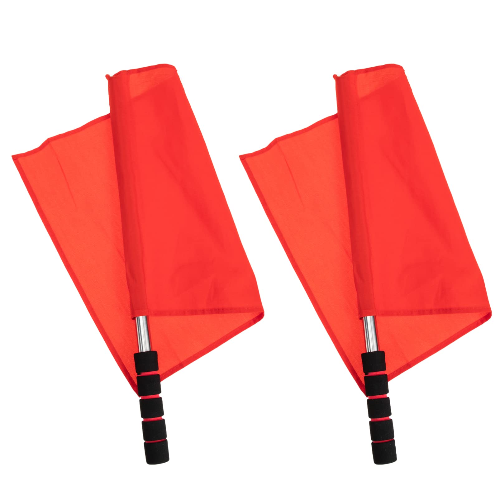 Doitool Red Flag for Truck Loads 2Pcs Hand Flags with Stainless Steel Pole Match Red Flag Referee Flag Warning Flags for Football Track Traffic and Field Horse Training Flag