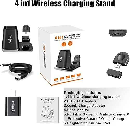 Miniatura 7 de TOP SKY Estación de carga inalámbrica 4 en 1 con organizador de escritorio, cargador inalámbrico Qi compatible con iPhone 131211, iWatch 2 3 4 5 6