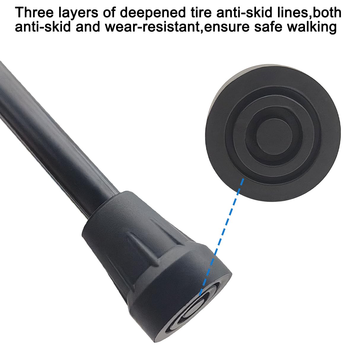 Paquete de 4 puntas de repuesto para bastón, puntas de goma para bastones, bastones de caminar, accesorios para bastones de caminar (negro, punta de 3/4 pulgadas)