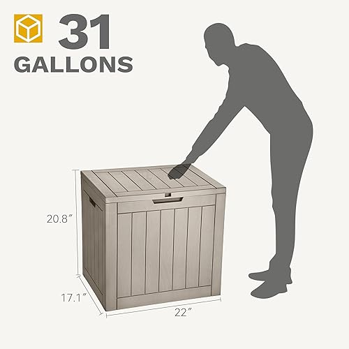 Miniatura 8 de DWVO Caja de almacenamiento para exteriores de 30 galones, caja de resina resistente a la intemperie con cerradura para muebles de patio, accesorios