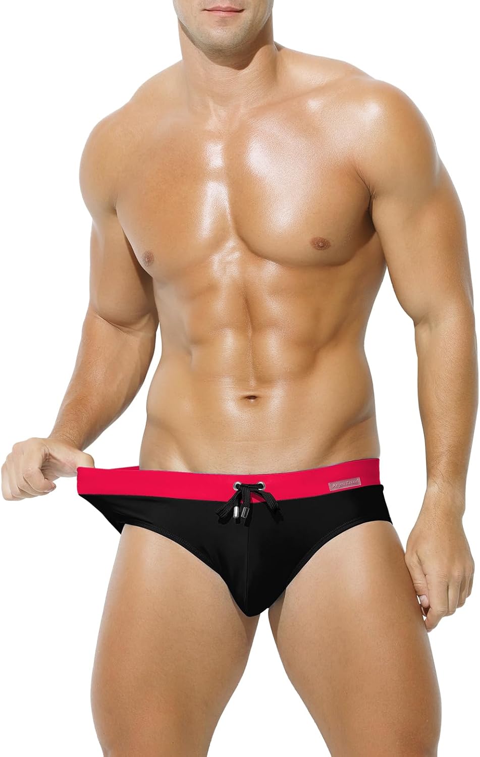Arjen Kroos Men's Swim Briefs Sexy Bikini Solid Swimwear Swimsuit with Drawstring - Image 3