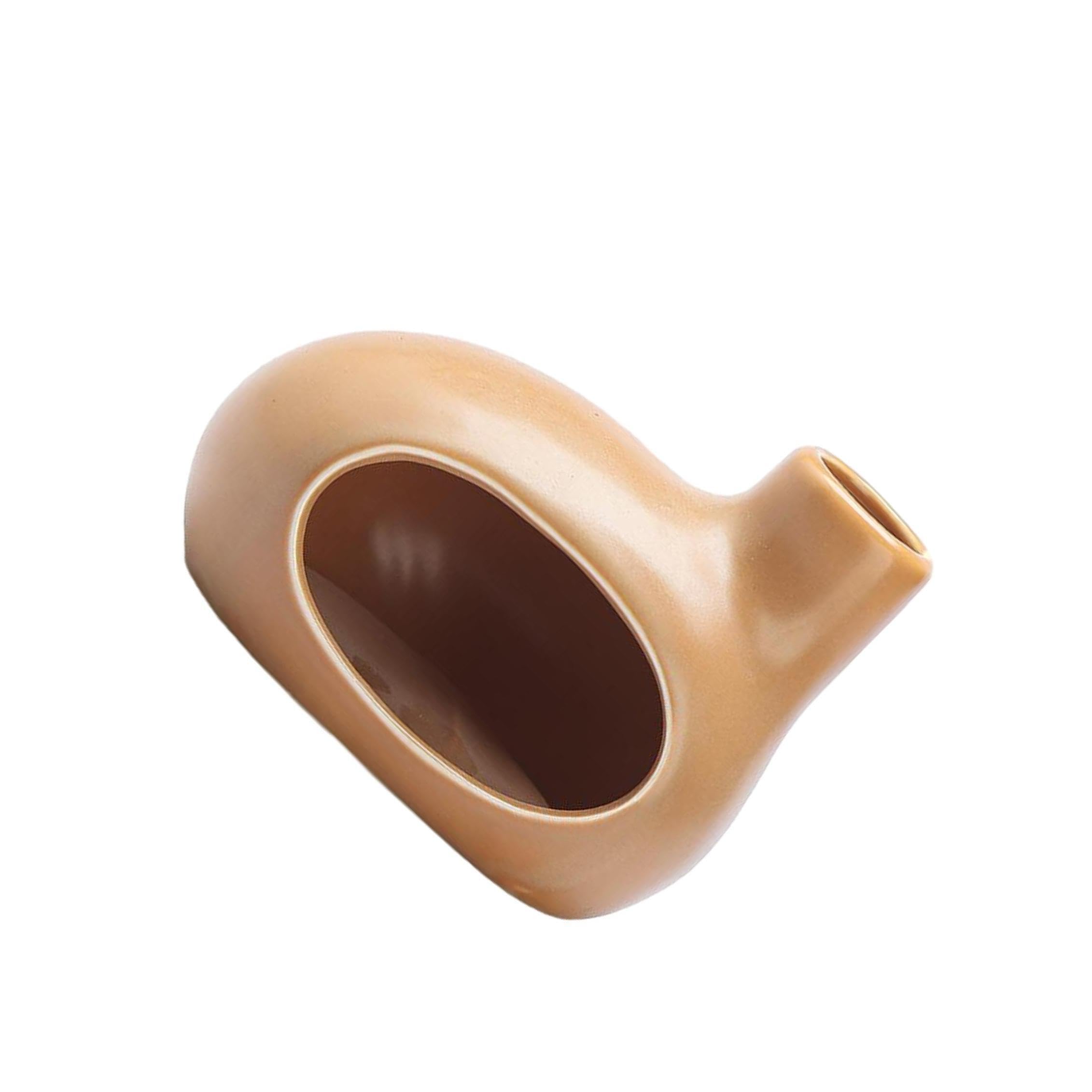 Zambuph Palo Holder Burner Ceramic Chimney Censer Multifunctional Essential Decor For Living Room Table Censer Burn Incense Cones Fragrances Diner Sage Holder, Brown, 12x9.5cm