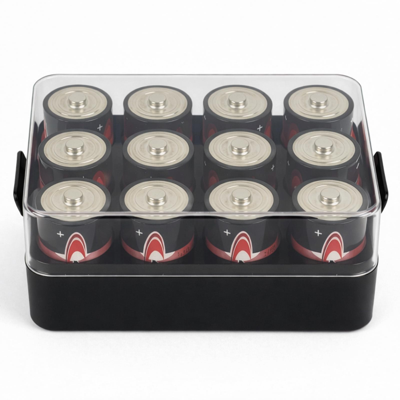 ALCYON Plastic Battery Organizer Storage Case for 12 D Batteries