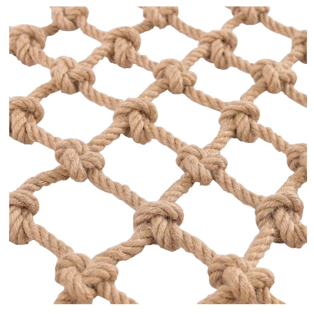 Multi-Functional Hemp Rope Net Garden Netting Cargo Net Automotive Cargo Nets Decorative Fences Decking Rope Netting for Home and Garden Applications(2x2m)
