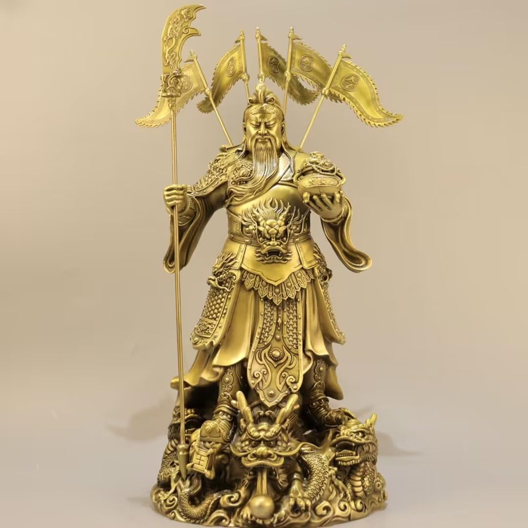 Estatua de Bronce de Guan Gong, Tienda de decoración del Dios marcial de la Riqueza, Suministros para el hogar de la Empresa (1 * 45 * 40 * 88 cm)