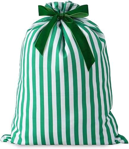 Miniatura 7 de DYSHAYEN Bolsa de regalo de Navidad de 19.7 x 27.6 pulgadas, bolsa de lona grande de Papá Noel para suministros de fiesta de Navidad (patrón Hohoho)