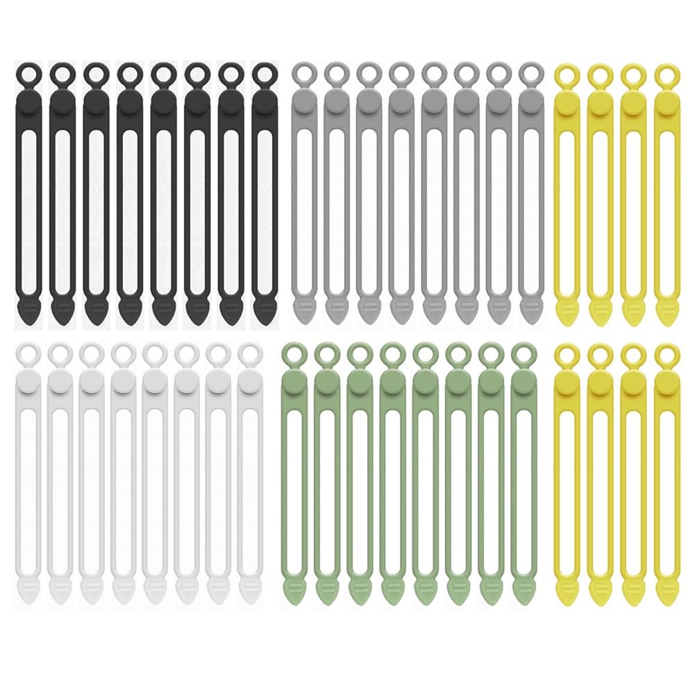 Jnchdghwa Cable Ties 40Pcs Silicone Reusable Cord Organizer Elastic Straps for Wires for Electronics for Fastening