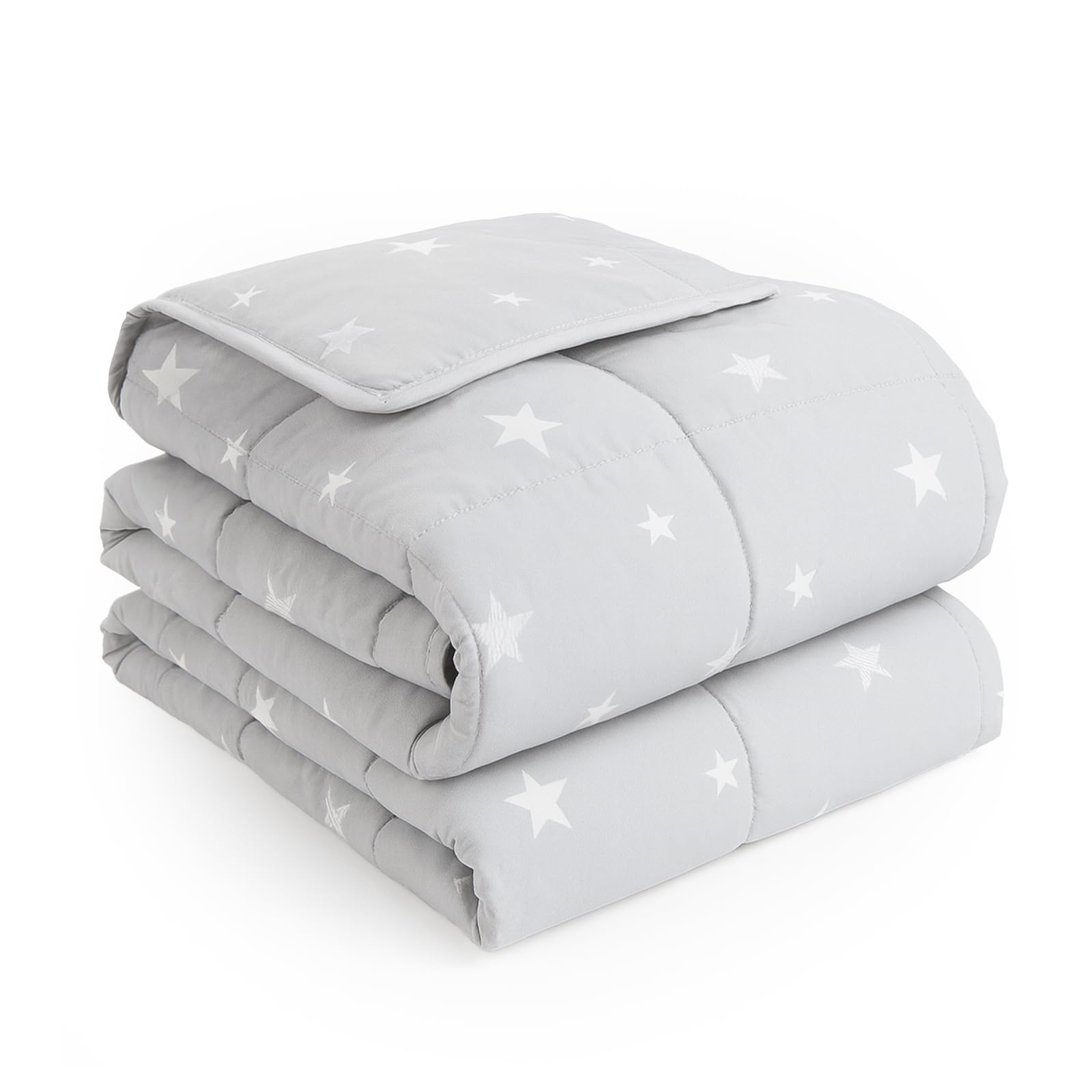 Dreamscene Silver Grey Star Teddy Fleece Weighted Blanket, Soft Fluffy Quilted Throw, 100 X 150Cm - 3Kg