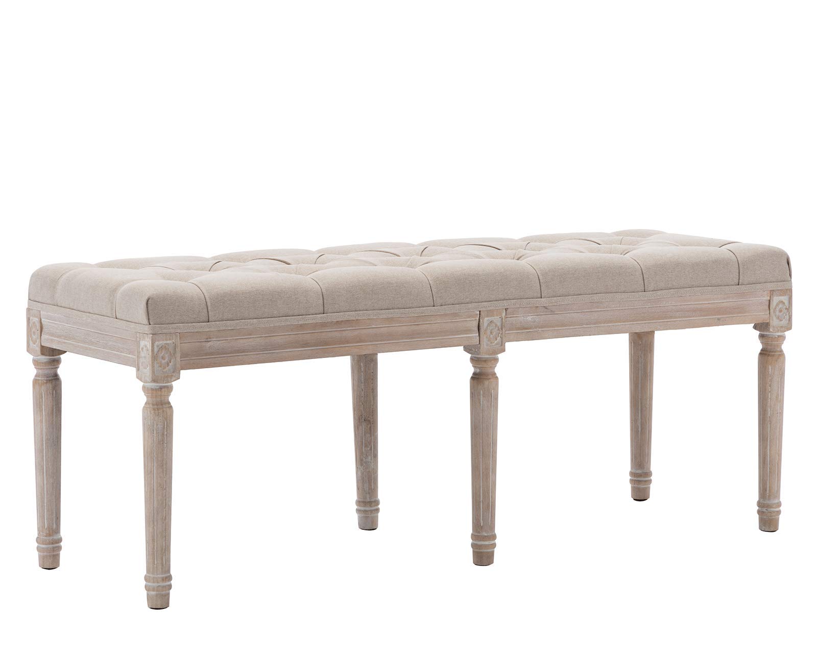 Guyou Farmhouse Seat Entryway Benches Foot, Rustic Upholstered End of  Bed Bench for Bedroom, Accent Dining Bench or Kitchen Living Room