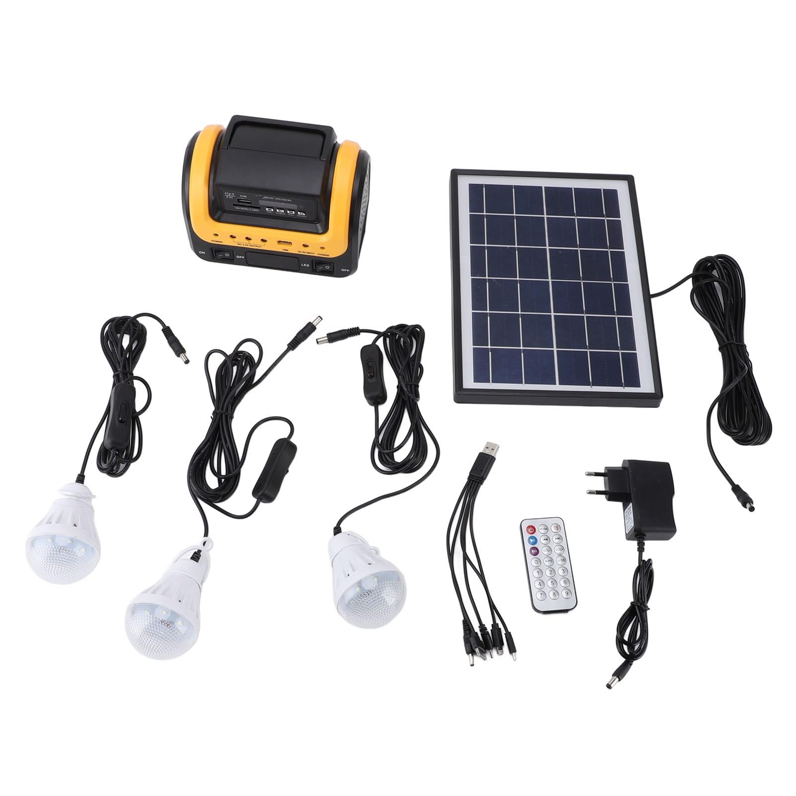 Asixxsix Generatore Solare Portatile, Stazione di Energia Solare da 5000 MAh con Display LED Digitale Lettore MP3, per la Ricarica del Telefono da Viaggio All'aperto in Casa di Emergenza