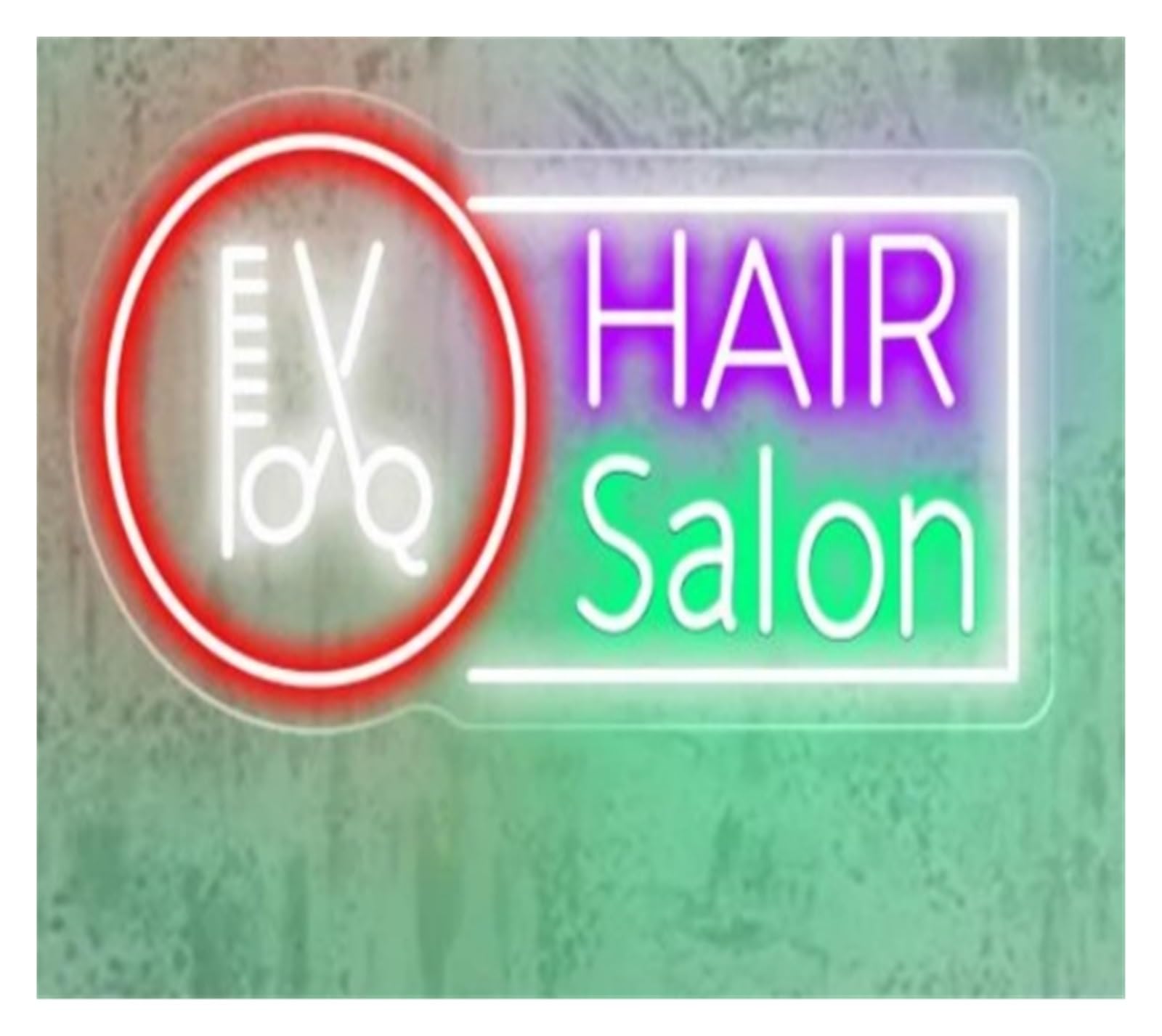 LEMST Sign Lamp Salon Neon Sign Beauty Hair Barber Shop Lighting Signboard Neon Business Plaque(51X26cm)
