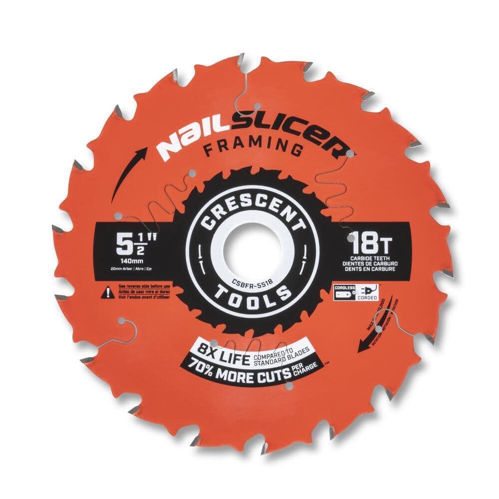 CSBFR-551 CSBFR-5518 for Circular Saw Blade 5 1/2'' X 18 Tooth Nailslicer Framing CSBFR5518