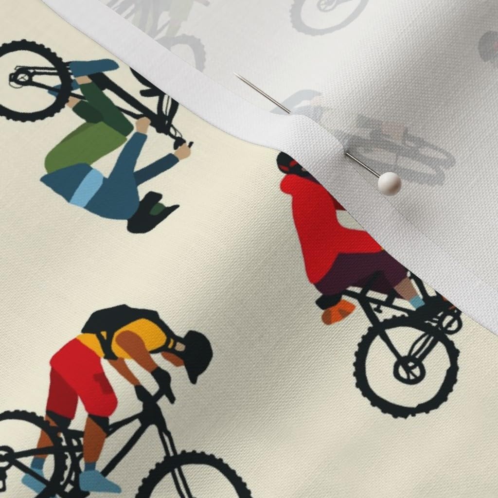 Spoonflower Fabric - Mountain Sports Outdoors Bike Alpine Recreation Printed on Petal Signature Cotton Fabric by The Yard - Sewing Quilting Apparel Crafts Decor