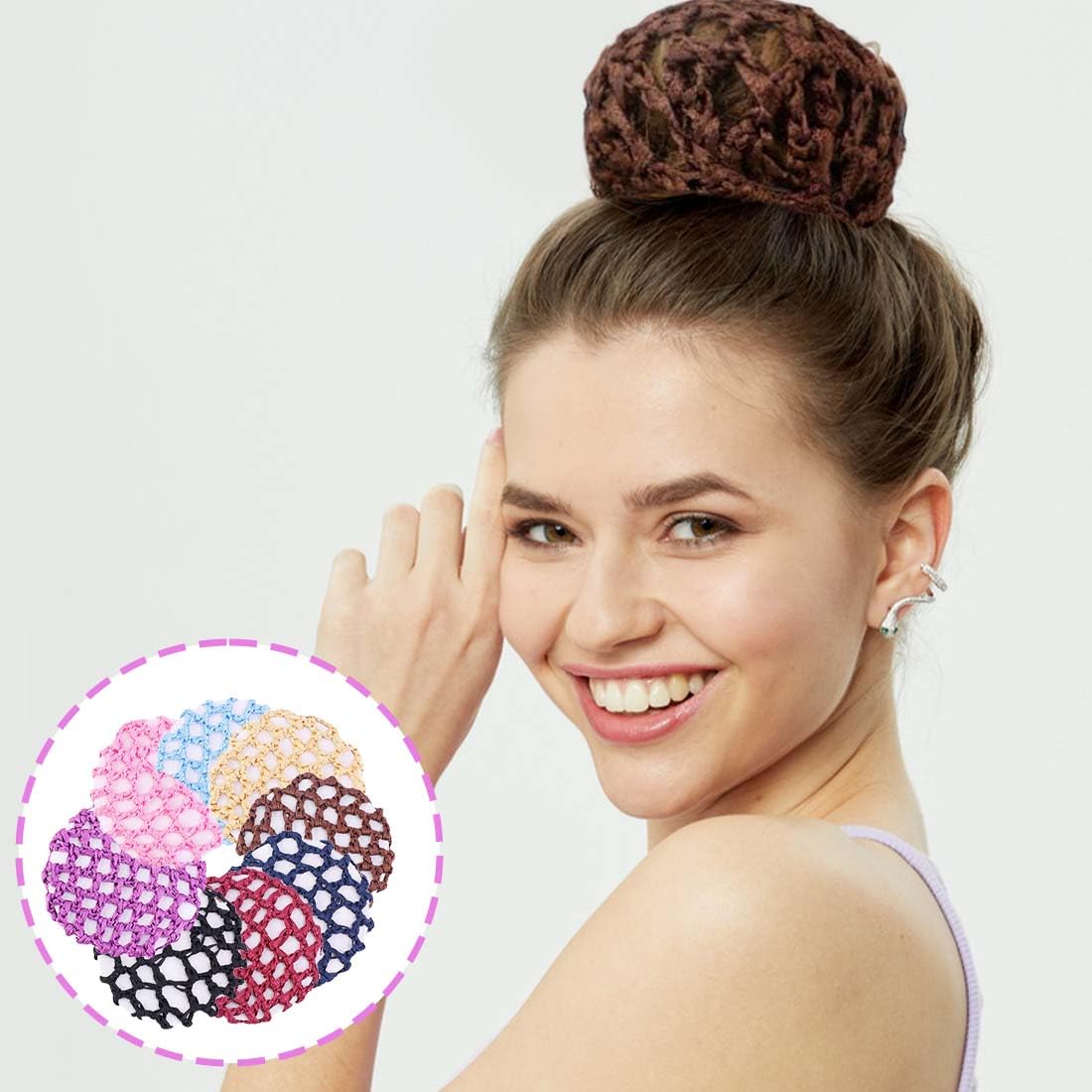 8 Pezzi Copertura a Rete per Danza Classica con Elastico,Retina per Capelli Chignon Retina per Capelli Chignon Bambina con Perline Retine per Capelli per Hotel Infermiera