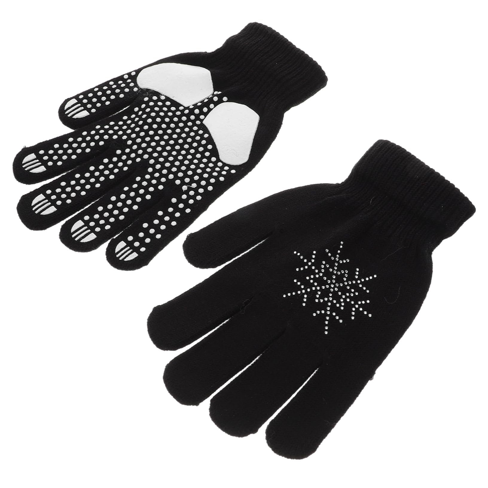 VANZACK Winter Warm Ice Skating Gloves for Adults Slip Ski Gloves with Rhinestones Durable and Comfortable for Ice Dance and Outdoor Activities