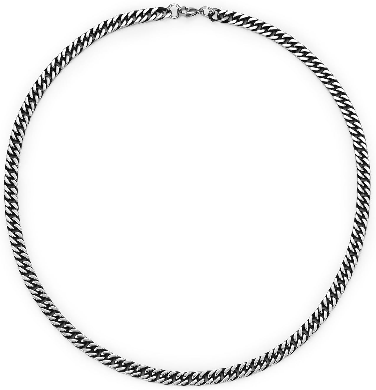 Mens 6MM Sturdy Stainless Steel Cuban Link Chain Necklace, 20 inches Classic Silver Sleek Cuban Link Chain Necklace, Minimalist and Urban Style