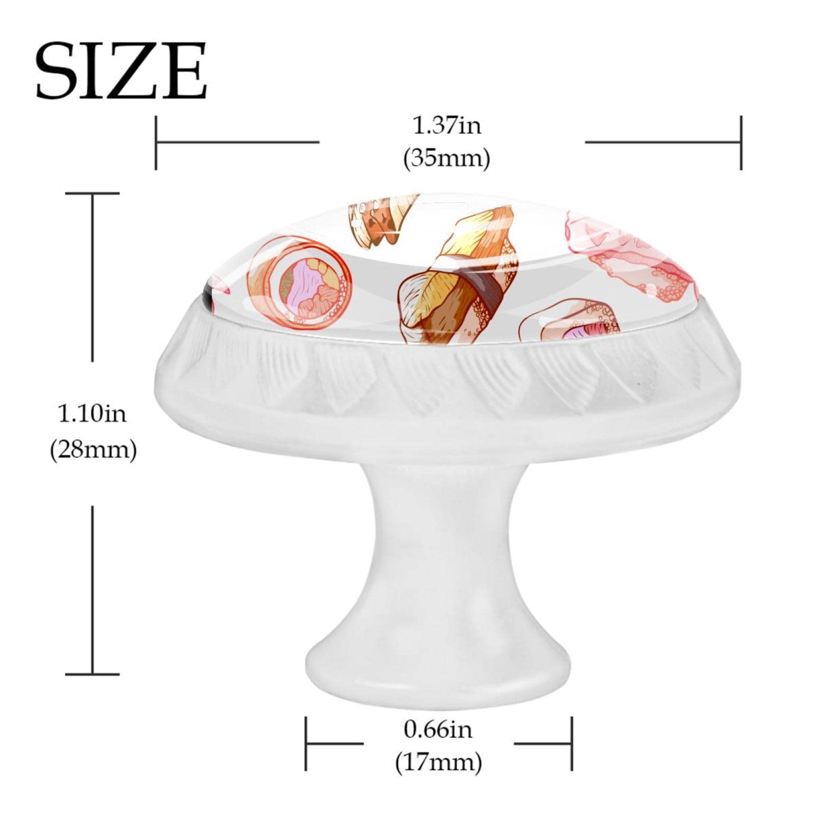 TBOUOBT 12er-Pack Küchenschrankknöpfe, Schubladenknöpfe, Kommodenknöpfe, Schubladengriffe, Kommodenschubladen, Griffknöpfe,Cartoon Food Sushi