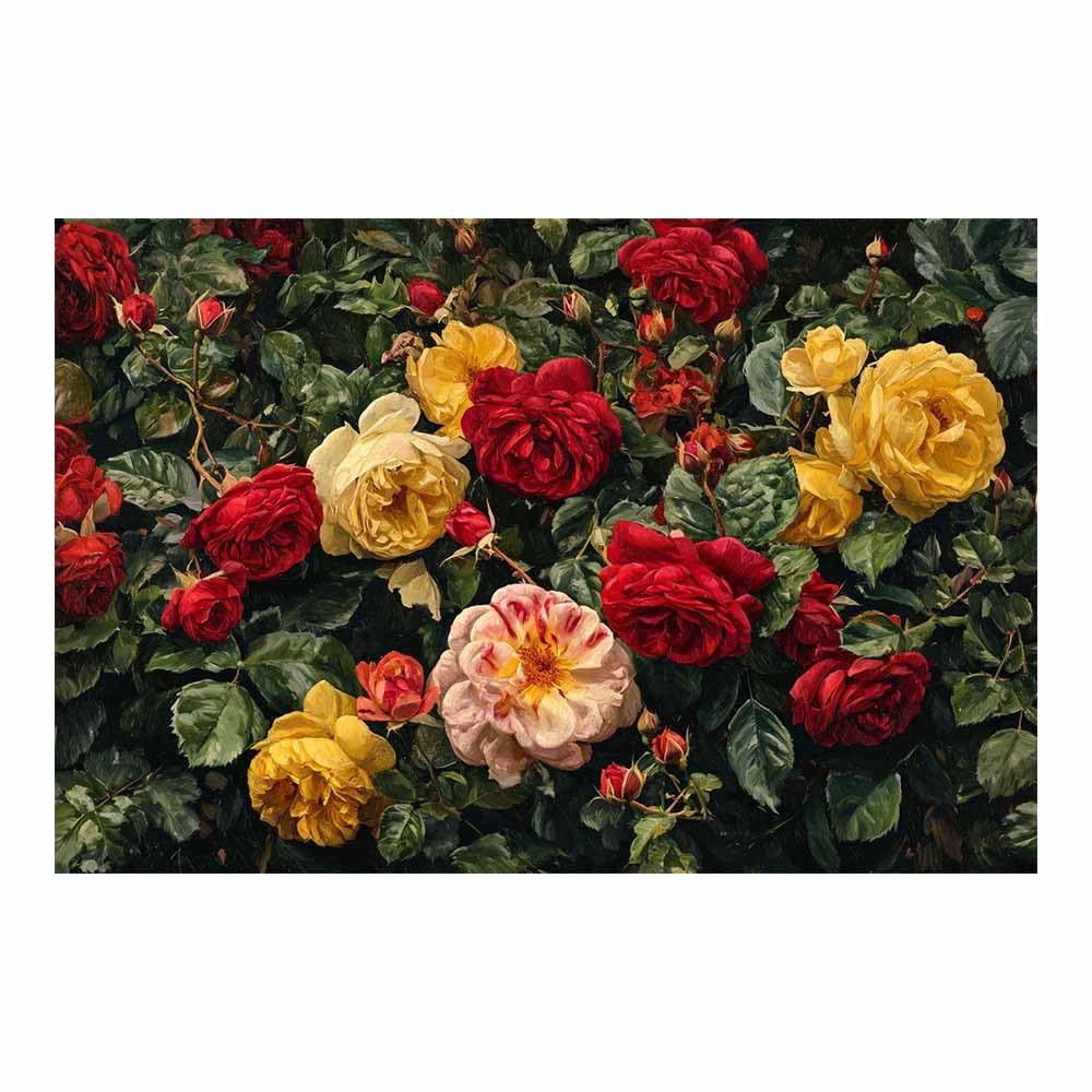 Hoqiu Multicolor Flowers Canvas Vintage Ros Floral Art Artwork, Wall Decoration Living Room Bedroom Hallway Stairs Decoration.(Multicolor)-60X80cm Unframed