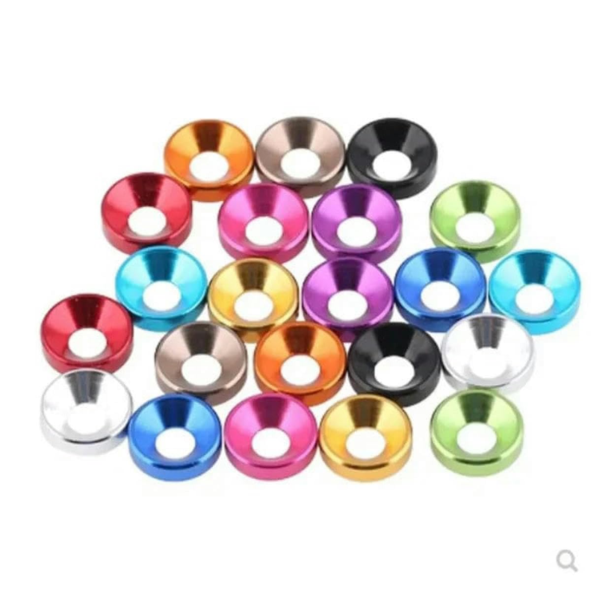 Lot de 5/10/100 joints de rondelle fraisée anodisée colorée en aluminium M2 M2.5 M3 M4 M5 M6 M8 pour vis à six pans creux DIN7991 - Rose - M8 100 pièces