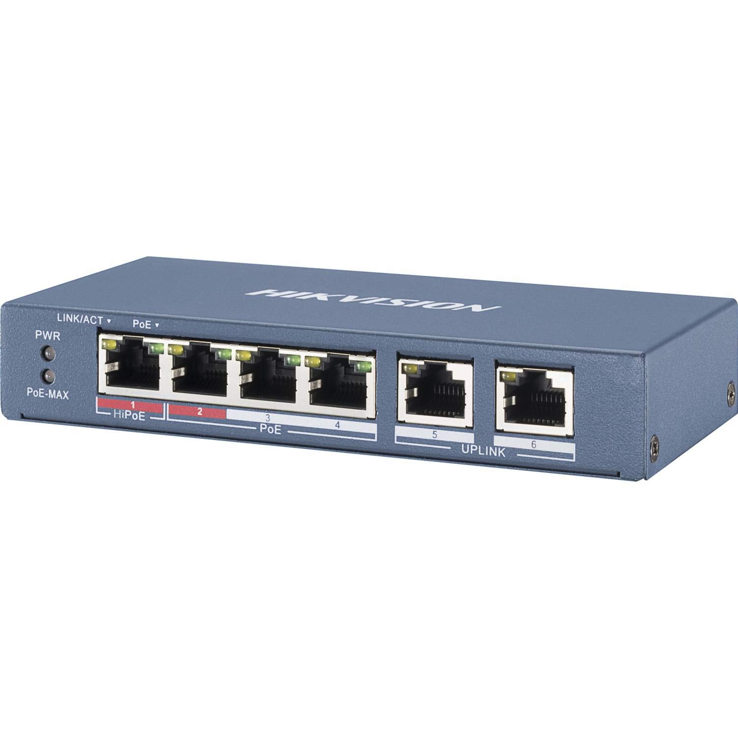 NUEVO 2023 - SWITCH POE+ DE 4 PUERTOS DE COBRE 10/100 (4 PUERTOS POE+ EXTENDIDO 250M) + 2 PUERTOS 10/100. POE 60 W MÁX. BOCA 1 HIPOE RESTO POE+. L2. SIN GESTIÓN.