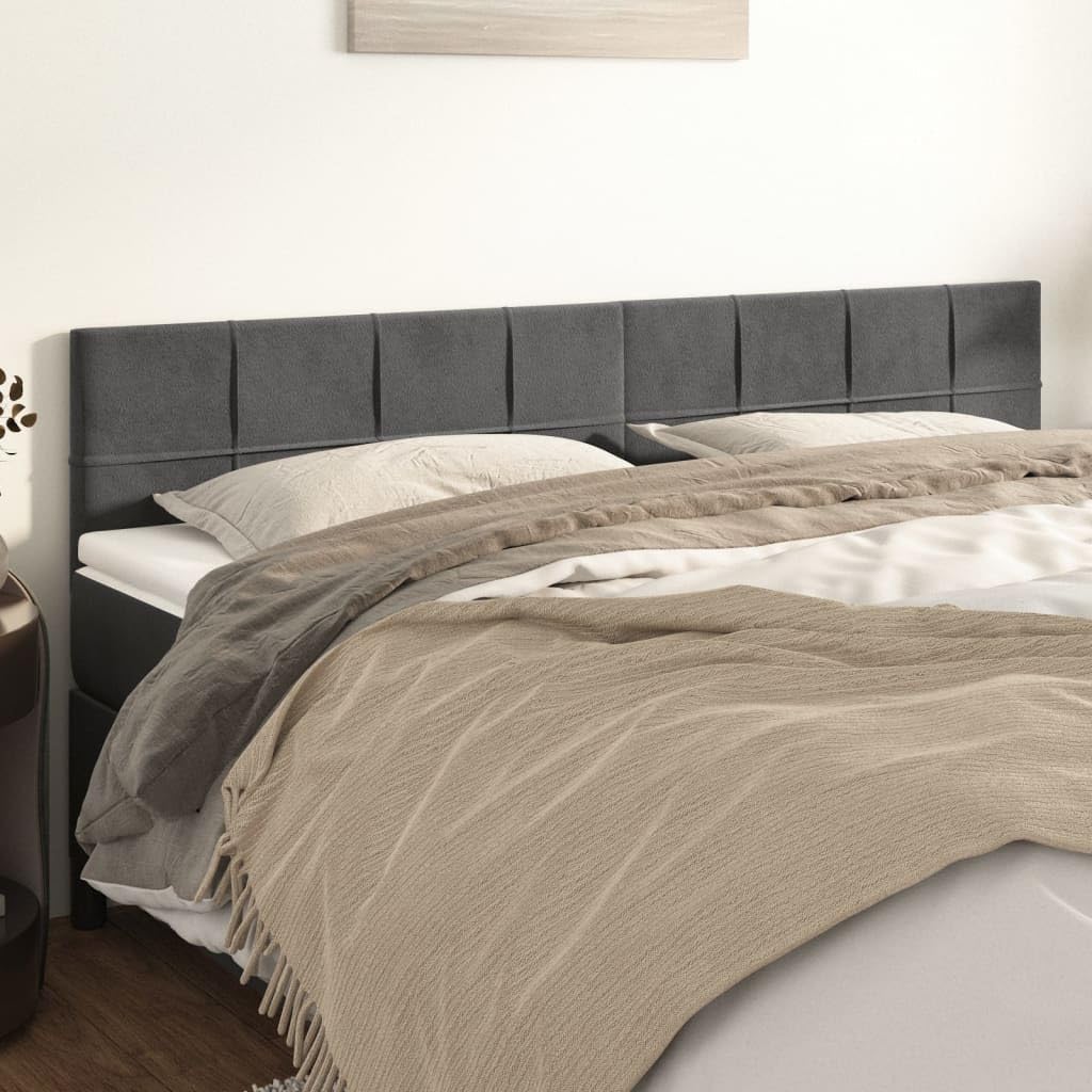 vidaXL Cabeceros Cama Tapizado Antimancha Protector Acolchado Cubierto Elástico Prueba Polvo Dormitorio de Terciopelo Gris Oscuro 160x5x78/88 cm