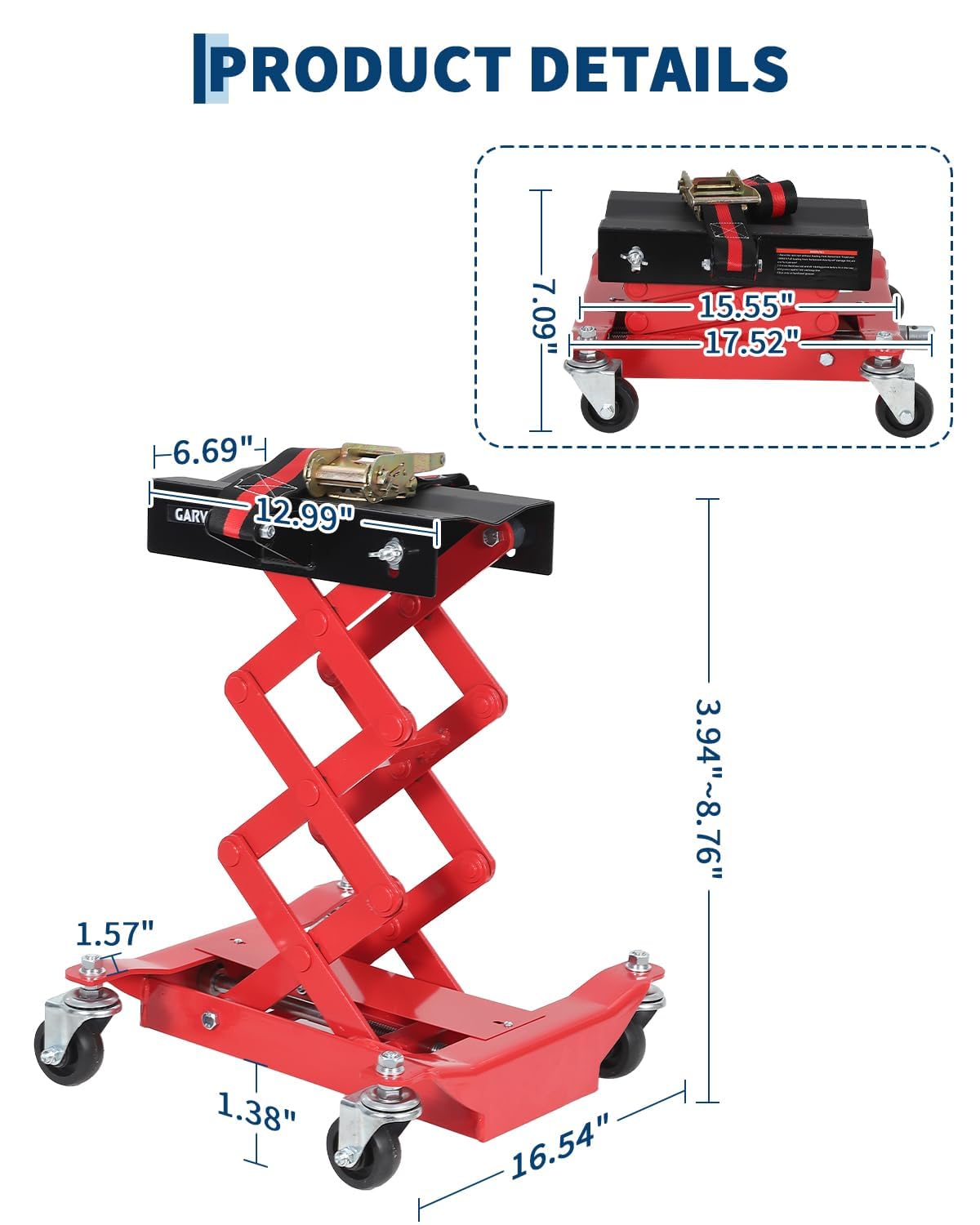 Getriebeheber 440 Lbs - Stahl, Getriebe, 440 Lbs, Schwer, Gurt | kompakt tragbar stabiler vollstahl schnellhub weitverwendbarkeit ergonomischer korrosionsschutz flexible nutzung