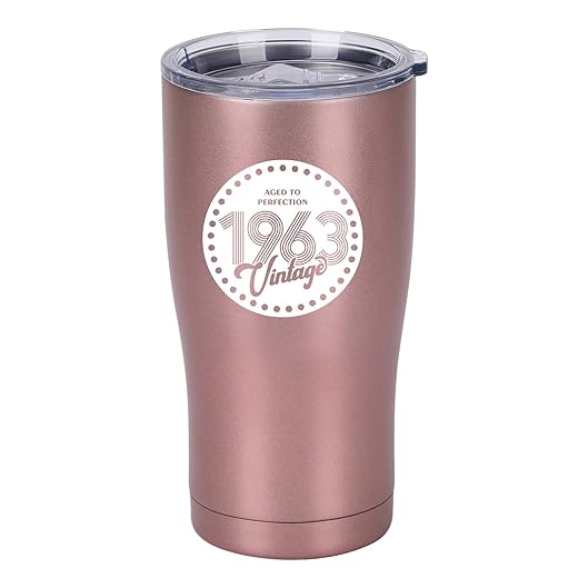 NUI LIVING Vintage 1963 60th Birthday Christmas Gifts for Women Men Insulated Stainless Steel Tumbler - 60 Year Old Presents 20 oz Best Christmas Gift for Mom Dad Wife Husband Aunt Grandma 60th Party