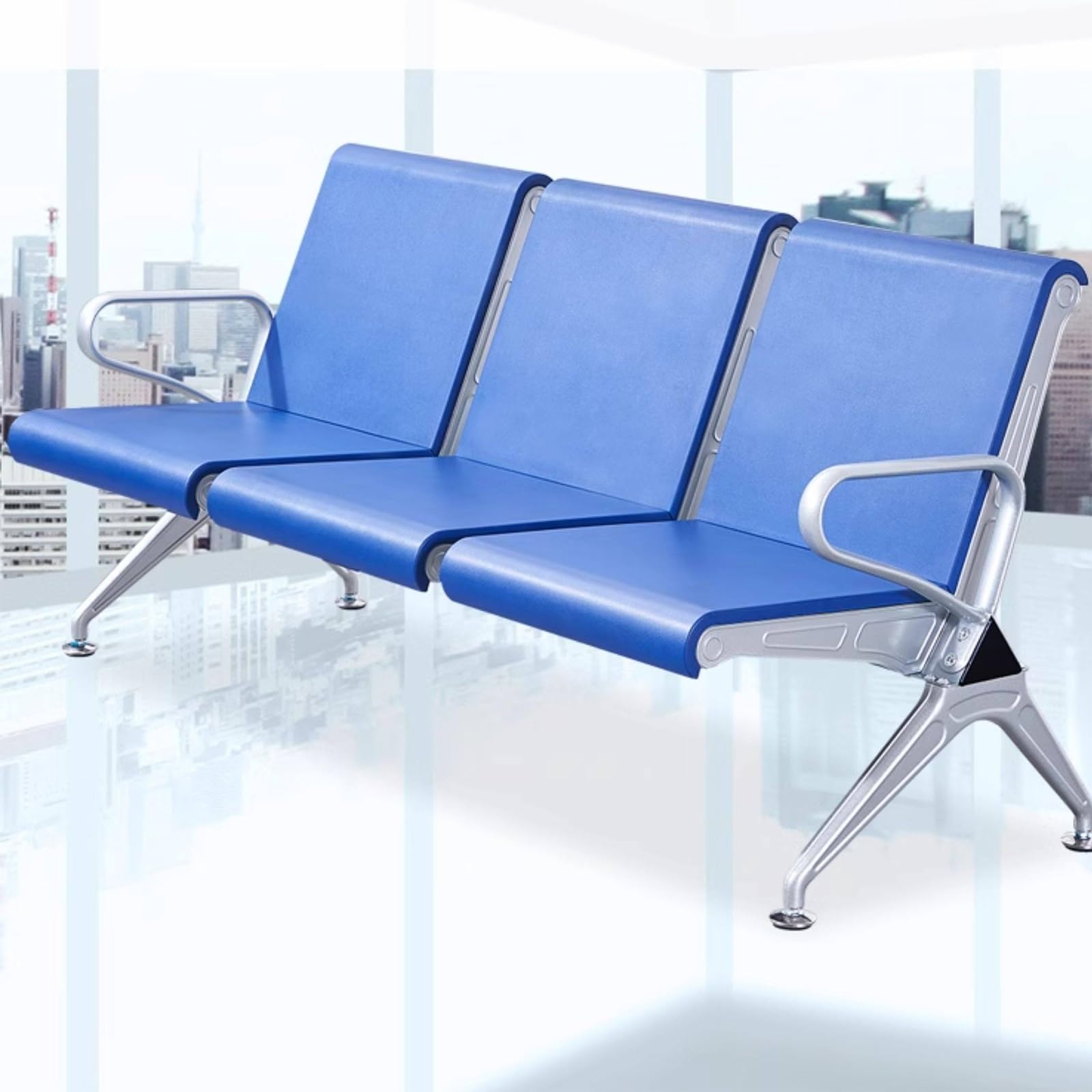 Banco de Espera de Cuero, Banco de Recepción de 2-3 Plazas con Diseño Ergonómico y Estructura de Acero Resistente, Ideal para Aeropuertos, Hospitales, Oficinas y Espacios(Orange,2 Seat)