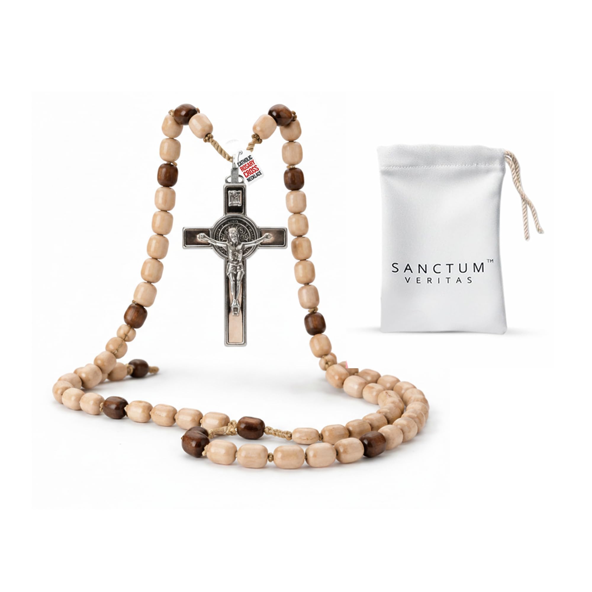 Genuine Made in Italy Blessed by Pope Francis Rosary Necklace rosary for car rearview mirror rosarios catolicos para hombre Medal Cross Saint Benedict Patron Saint of Students, Christian Values Honor