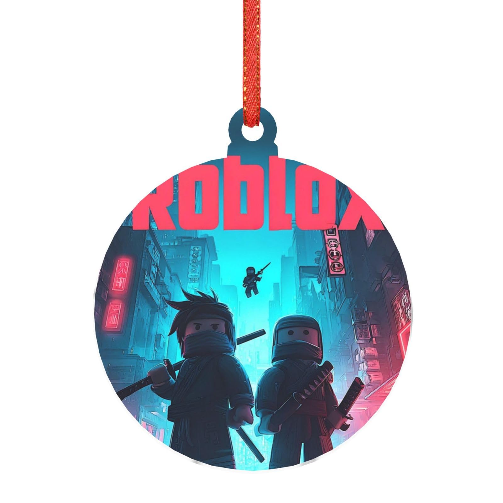 Hjkjkkj Round Shape Acrylic Ornament Christmas Tree Decoration Clear Round Pendant With Red Ribbon Roblox Christmas Ornaments Indoor Outdoor Hanging Acrylic Pendants For Xmas Party Decor