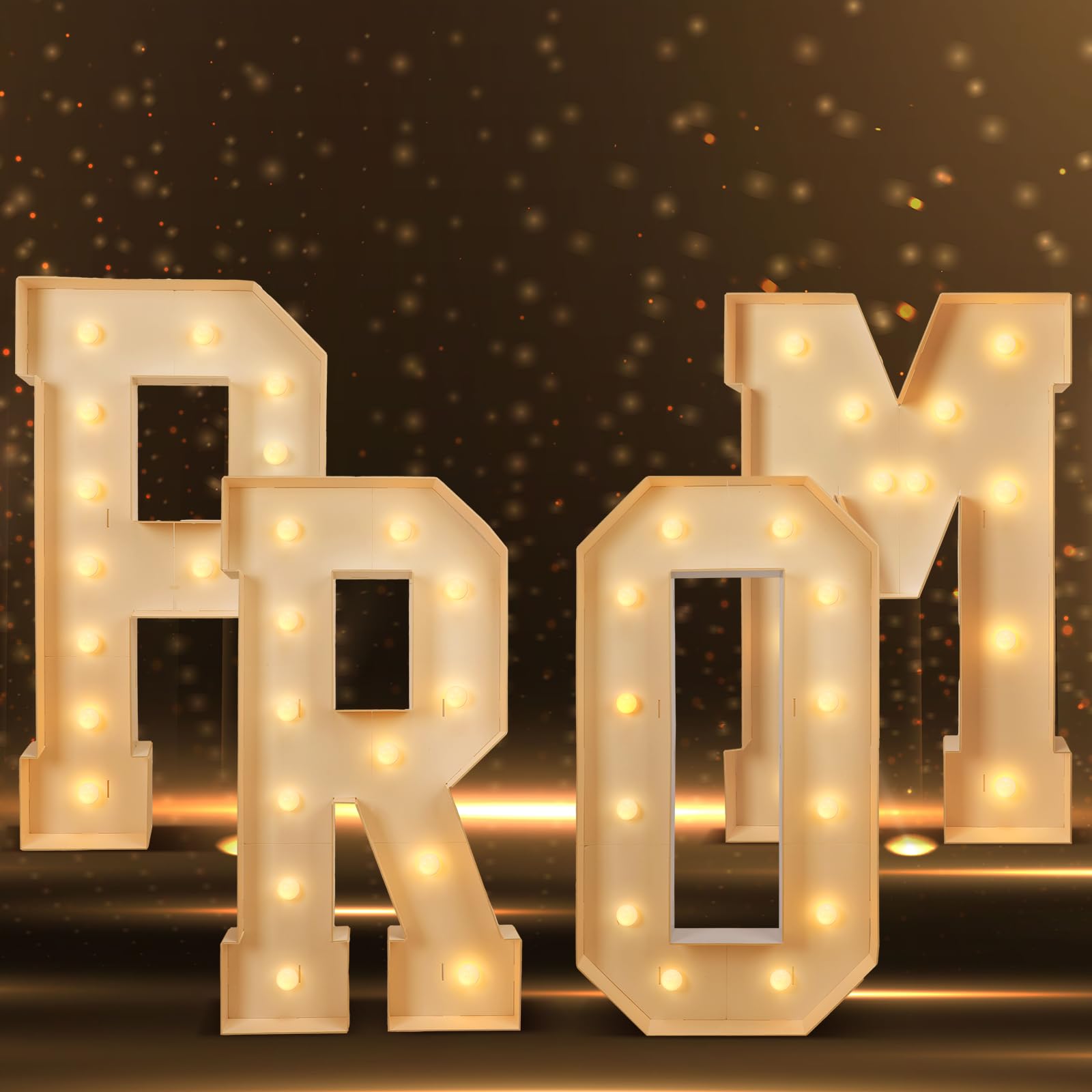 Aurelema 4 Pcs 4ft Graduation Decorations 2026 Prom Marquee Letter Lights Sign LED Marquee Light Letters Balloons Prom Numbers Letters for Wall Table