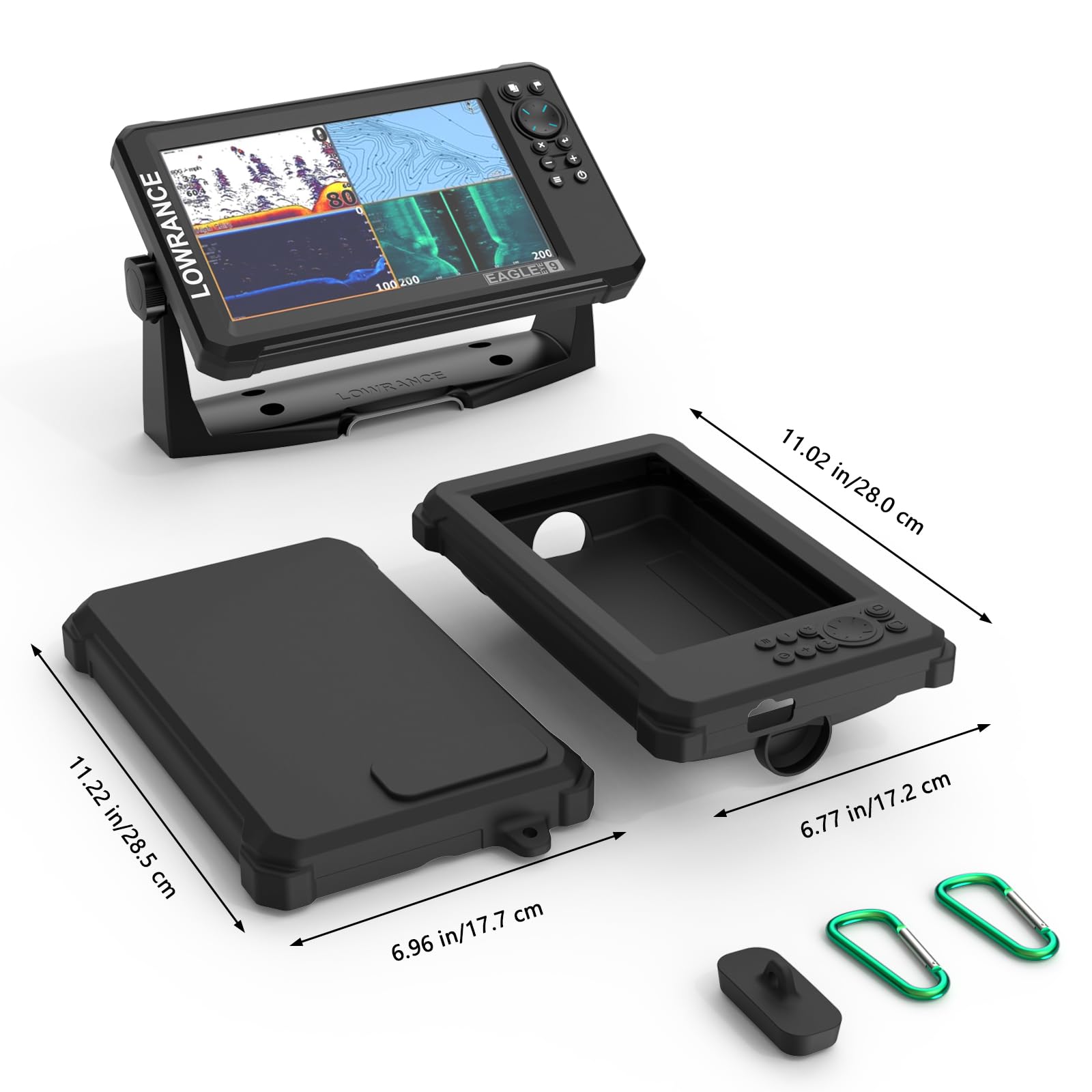 Fish Finder Silikon-Schutzhülle und Sonnenabdeckung für Lowrance Eagle Eye 22,9 cm und Lowrance Eagle 22,9 cm, vollständige Abdeckung, kratzfest, rutschfest, Schwarz