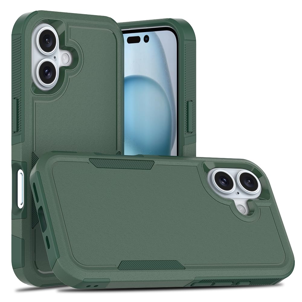 WOGROO for iPhone 16 Case 6.1 inch,Shockproof, Strong and Durable Phone Protective Case, Green
